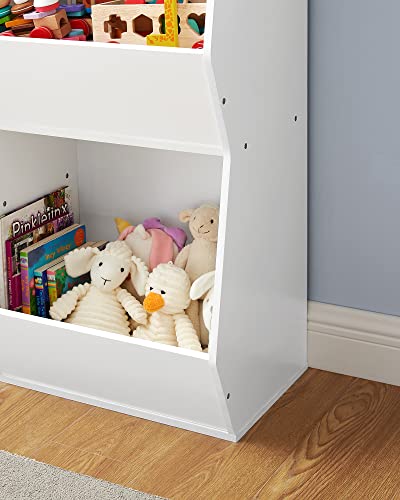 SONGMICS 3 shelves Toy Storage Organizer, with Compartments, Shelves and Fabric Bins, for Kids Room, Playroom, White