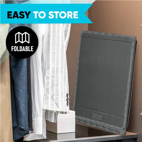 Toy Storage Chest (2pc) | Collapsible Polyester Linen Fabric Bins w/Lids | Large Foldable Box Organizer Closet Chest Trunk Container Basket with Cover for Boys Girls Home Bedroom Office Nursery(Gray)