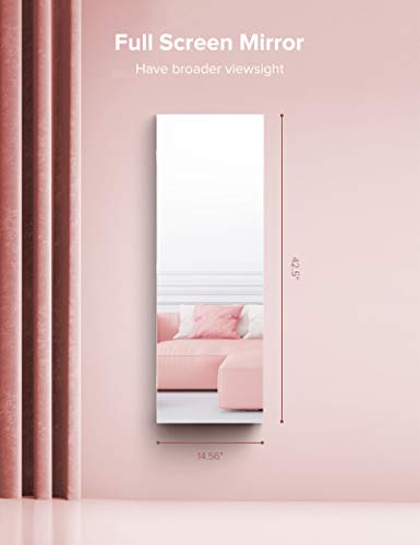 Nicetree 8 LEDs Mirror Jewelry Cabinet, Jewelry Armoire Organizer with Full Screen Mirror, Wall/Door Mounted, Full Length Mirror (White)