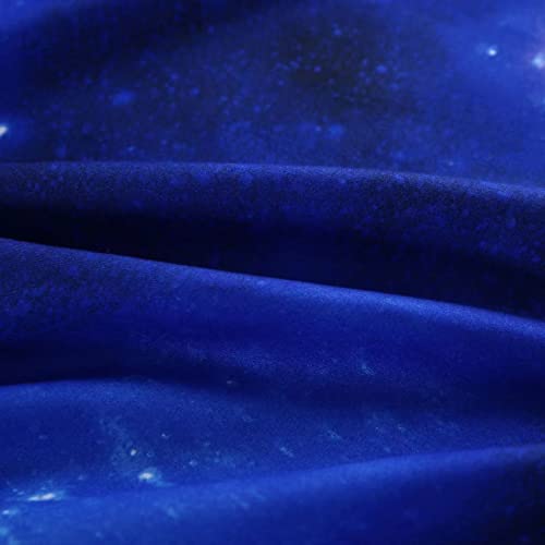 SDIII 3Pcs Blue Galaxy Bedding Collection SheetTwin Size, Out Space Bedding Sheet with 1*Fitted Sheet and 2*Pillowcase for Boys, Girls and Kids (Blue, Twin)
