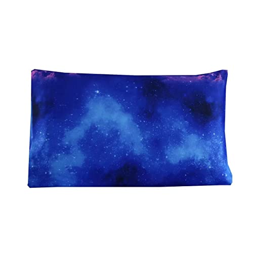 SDIII 3Pcs Blue Galaxy Bedding Collection SheetTwin Size, Out Space Bedding Sheet with 1*Fitted Sheet and 2*Pillowcase for Boys, Girls and Kids (Blue, Twin)