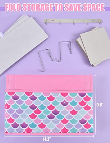 WERNNSAI Mermaid Door Hanging Organizer - Over Door Storage with 4 Large Pockets 3 Clear Small Pockets for Girl 49” x 14” x 5” Baby Storage Toys Towels Sundries for Children Room Bedroom Kitchen