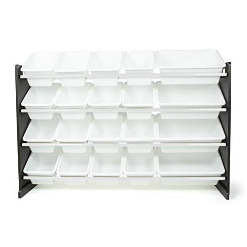 Humble Crew Toy Storage 20-Bin Organizer, Espresso/White