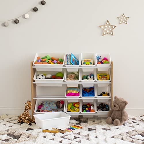 Humble Crew Extra-Large Toy Organizer, 16 Storage Bins, Universal, Natural/White