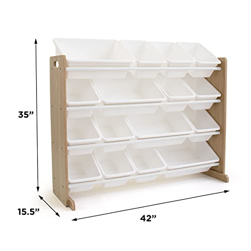 Humble Crew Extra-Large Toy Organizer, 16 Storage Bins, Universal, Natural/White