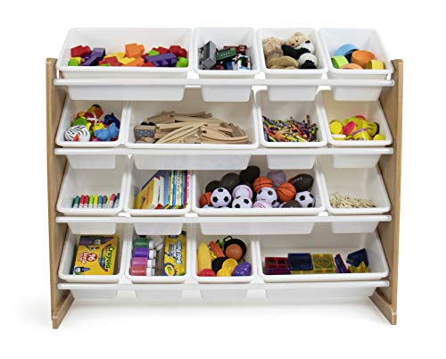 Humble Crew Extra-Large Toy Organizer, 16 Storage Bins, Universal, Natural/White