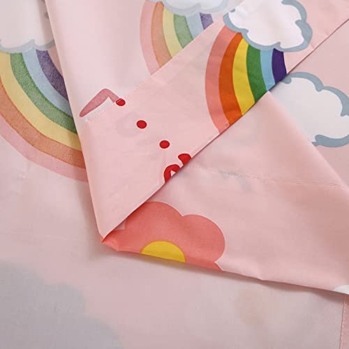 SDY 4PCS Rainbow Bedding Sheet Set,Twin Size Cute Pink Unicorn Sheets Set Included 1 Deep Pocket Fitted Sheet+1 Top Flat Sheet+2 Pillowcases for Kids Girls Toddler