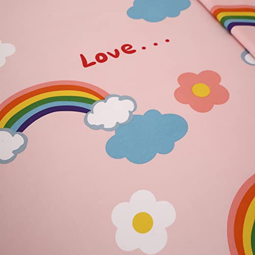 SDY 4PCS Rainbow Bedding Sheet Set,Twin Size Cute Pink Unicorn Sheets Set Included 1 Deep Pocket Fitted Sheet+1 Top Flat Sheet+2 Pillowcases for Kids Girls Toddler