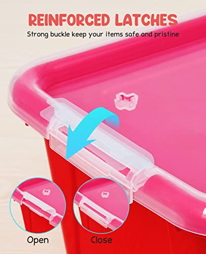 GAMENOTE Small Storage Bins with Lids - 5 Qt 6 Pack Stackable Plastic Cubby Containers for Classroom Book Bin Toy Organizers (11.7 × 7.1 × 5.1 inches)