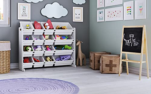 Humble Crew Extra-Large Toy Organizer, 16 Storage Bins, White/White