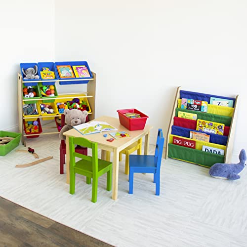 Humble Crew, Natural/Primary Kids' Toy Storage Organizer with 12 Plastic Bins