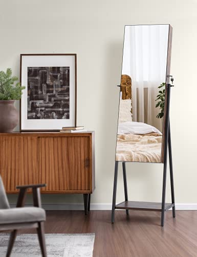 Nicetree 8 LEDs Standing Jewelry Mirror Cabinet, Full Length Mirror and Jewelry Storage All in One, Superior Storage Capacity Jewelry Armoire Stand Up Mirror (Rustic Brown)