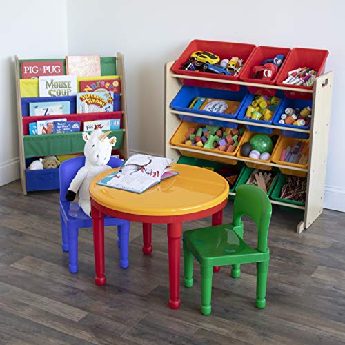 Humble Crew, Natural/Primary Kids' Toy Storage Organizer with 12 Plastic Bins