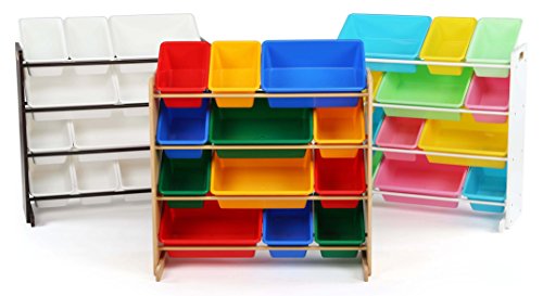 Humble Crew, Natural/Primary Kids' Toy Storage Organizer with 12 Plastic Bins