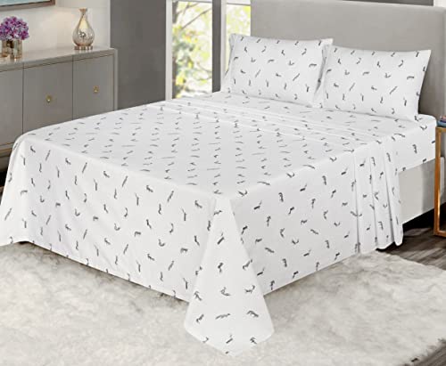 RUVANTI 100% Cotton Sheets for Full Size Bed - Crispy Cooling Percale Sheets - Breathable & Durable Full Sheet Set - 16 Inches Deep Pocket Full Size Sheets - Childhood Sketch - 4 Pieces