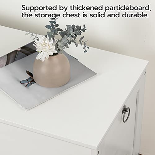 HOOBRO Storage Chest, Retro Toy Box Organizer with Safety Hinge, 39.4 x 15.7 x 18.9 Inches, Sturdy Entryway Storage Bench, Wooden Look Accent Furniture, Easy Assembly, White WT100CW01