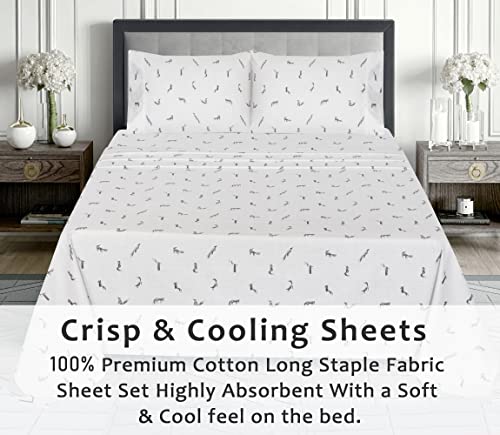 RUVANTI 100% Cotton Sheets for Full Size Bed - Crispy Cooling Percale Sheets - Breathable & Durable Full Sheet Set - 16 Inches Deep Pocket Full Size Sheets - Childhood Sketch - 4 Pieces