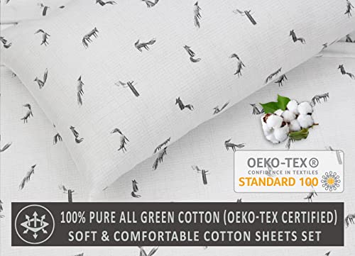 RUVANTI 100% Cotton Sheets for Full Size Bed - Crispy Cooling Percale Sheets - Breathable & Durable Full Sheet Set - 16 Inches Deep Pocket Full Size Sheets - Childhood Sketch - 4 Pieces