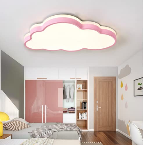 LAKIQ Cloud Shape LED Ceiling Light Kids Room Flush Mount Light Fixture Modern Close to Ceiling Light Baby Room Ceiling Lighting for Boys Room Girls Room Bedroom(Pink, 23.5''-3 Colors Dimmable)