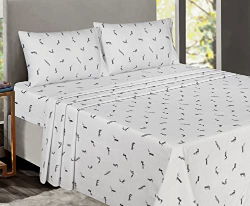 RUVANTI 100% Cotton Sheets for Full Size Bed - Crispy Cooling Percale Sheets - Breathable & Durable Full Sheet Set - 16 Inches Deep Pocket Full Size Sheets - Childhood Sketch - 4 Pieces