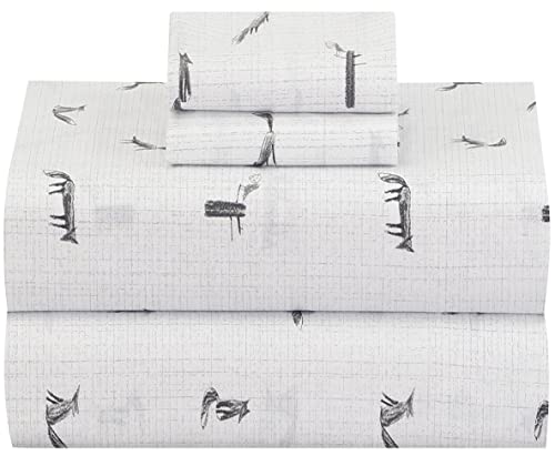 RUVANTI 100% Cotton Sheets for Full Size Bed - Crispy Cooling Percale Sheets - Breathable & Durable Full Sheet Set - 16 Inches Deep Pocket Full Size Sheets - Childhood Sketch - 4 Pieces