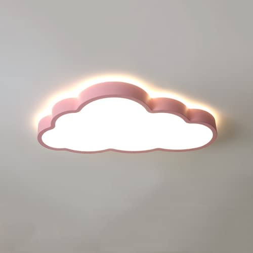 LAKIQ Cloud Shape LED Ceiling Light Kids Room Flush Mount Light Fixture Modern Close to Ceiling Light Baby Room Ceiling Lighting for Boys Room Girls Room Bedroom(Pink, 23.5''-3 Colors Dimmable)