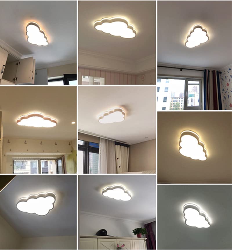 LAKIQ Cloud Shape LED Ceiling Light Kids Room Flush Mount Light Fixture Modern Close to Ceiling Light Baby Room Ceiling Lighting for Boys Room Girls Room Bedroom(Pink, 23.5''-3 Colors Dimmable)