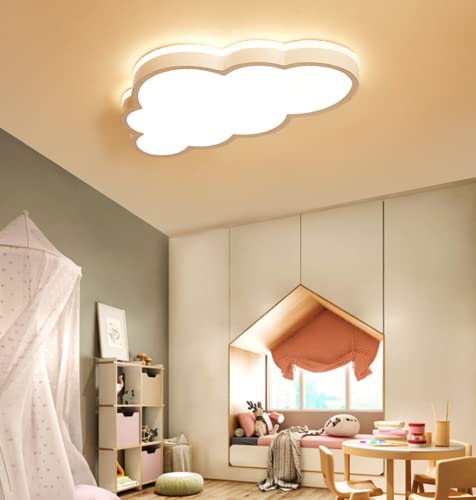 LAKIQ Cloud Shape LED Ceiling Light Kids Room Flush Mount Light Fixture Modern Close to Ceiling Light Baby Room Ceiling Lighting for Boys Room Girls Room Bedroom(Pink, 23.5''-3 Colors Dimmable)