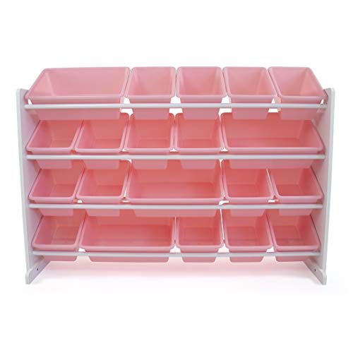 Humble Crew Kid's Toy Organizer, 20 Storage Bins, White/Pink