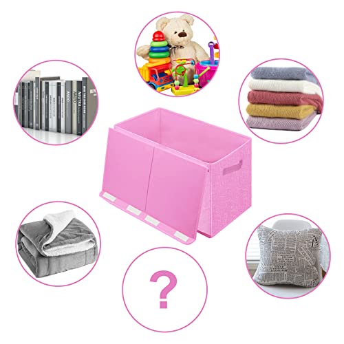 JAYSDAYLY Large Toy Box for Girls,Collapsible Toy Chest Organizer Bins with Lids,Toy Boxes Baskets for Kids,Nursery Room,Playroom, 24.5 * 13 * 16 inches-Pink