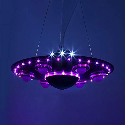 LAKIQ Kids Room LED Chandeliers UFO Shape 6 Lights Hanging Pendant Lighting Fixture Suspended Light for Boys Room Bedroom Children’s Room (Silver)