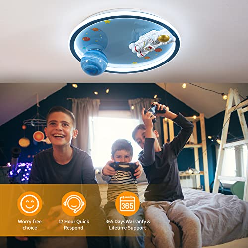 O'NEELDY 20" Astronaut Ceiling Light, Kids Flush Mount Lighting Fixtures, Dimmable LED Mounting Lamp for Children's Room, Bedroom, Amusement Room