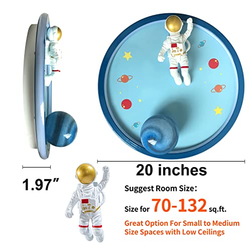O'NEELDY 20" Astronaut Ceiling Light, Kids Flush Mount Lighting Fixtures, Dimmable LED Mounting Lamp for Children's Room, Bedroom, Amusement Room