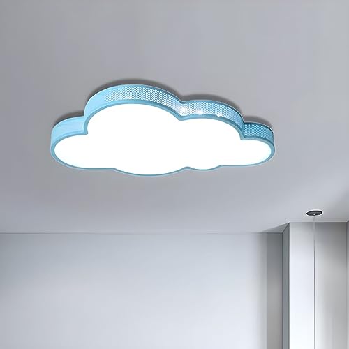 RUNNUP LED Hollow Cloud Ceiling Light Cute Acrylic Flush Mount Light with White Lighting for Baby Nursery Decorations Gifts Bedroom Kids Room,Blue-21.5"