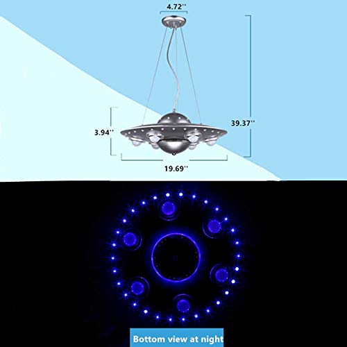 LAKIQ Kids Room LED Chandeliers UFO Shape 6 Lights Hanging Pendant Lighting Fixture Suspended Light for Boys Room Bedroom Children’s Room (Silver)