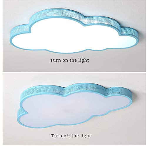 RUNNUP LED Hollow Cloud Ceiling Light Cute Acrylic Flush Mount Light with White Lighting for Baby Nursery Decorations Gifts Bedroom Kids Room,Blue-21.5"