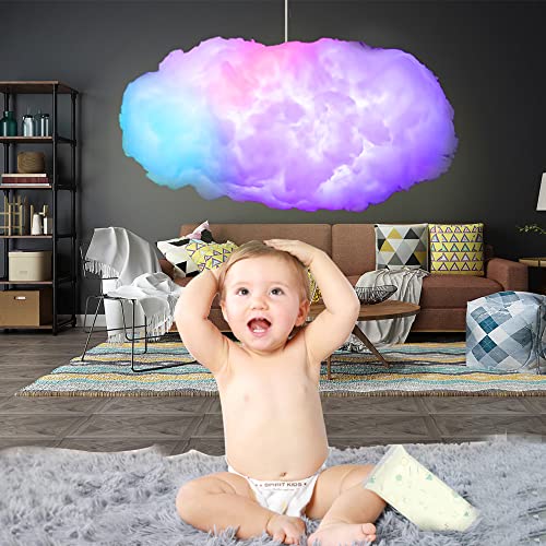 3D Big Cloud lightning Light Kit Music Sync Warm White Multicolor lightning Changing Strip Lights 360 Degree Wireless Remote APP NO DIY Coolest Decorations for Adults and Kids Indoor Home Bedroom