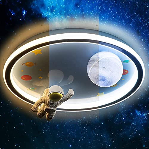 O'NEELDY 20" Astronaut Ceiling Light, Kids Flush Mount Lighting Fixtures, Dimmable LED Mounting Lamp for Children's Room, Bedroom, Amusement Room