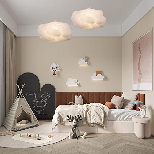 Arturesthome Hanging Cloud Pendant Lighting, Modern Fluffy Cotton Chandelier Ceiling Light Fixture for Children Girls Kids Living Room White