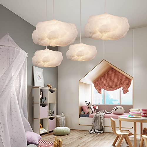 Arturesthome Hanging Cloud Pendant Lighting, Modern Fluffy Cotton Chandelier Ceiling Light Fixture for Children Girls Kids Living Room White