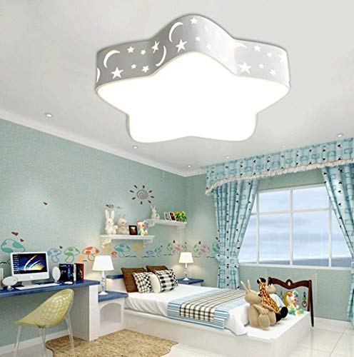 LAKIQ Kids’ Room LED Flush Mount Ceiling Light Fixture Creative Star Shape Modern Close to Ceiling Chandelier Lighting for Boy’s Girl’s Room Children’s Bedroom Kindergarten (19.5'',White Light)