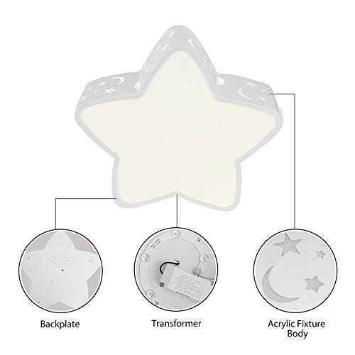 LAKIQ Kids’ Room LED Flush Mount Ceiling Light Fixture Creative Star Shape Modern Close to Ceiling Chandelier Lighting for Boy’s Girl’s Room Children’s Bedroom Kindergarten (19.5'',White Light)