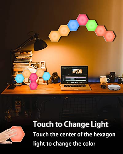 DeJAVU Lighting Hexagon Lights, Touch-Sensitive Hexagon Wall Lights, Hexagon Lights for Wall Led with Remote and USB Power Supply, Spliceable LED Light Wall Panels Gift for Kids, Adults（6 Packs）11111
