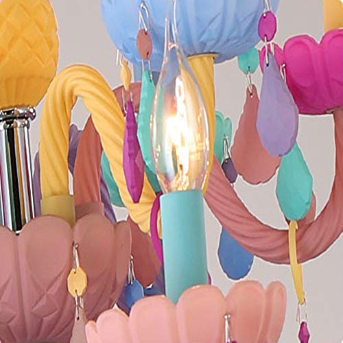BAYCHEER Modern Art Crystal Colorful Kid's Chandeliers with Crystal,Creative Candle Pendant Lighting for Girl Bedroom,Ceiling Drop Hanging Light Decoration 6 Lights
