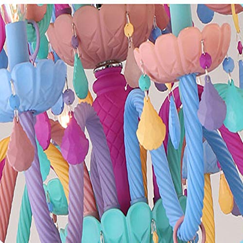BAYCHEER Modern Art Crystal Colorful Kid's Chandeliers with Crystal,Creative Candle Pendant Lighting for Girl Bedroom,Ceiling Drop Hanging Light Decoration 6 Lights