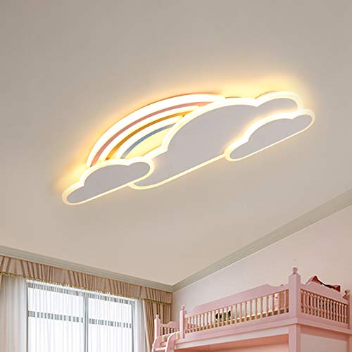 LITFAD White Rainbow Cloudy Ceiling Light Cartoon Metallic LED Flush-Mount Light Fixture Modern Creative Ceiling Lamp Pendant Lighting for Children's Room Kids Bedroom, White Light
