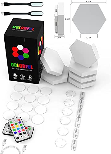 DeJAVU Lighting Hexagon Lights, Touch-Sensitive Hexagon Wall Lights, Hexagon Lights for Wall Led with Remote and USB Power Supply, Spliceable LED Light Wall Panels Gift for Kids, Adults（6 Packs）11111