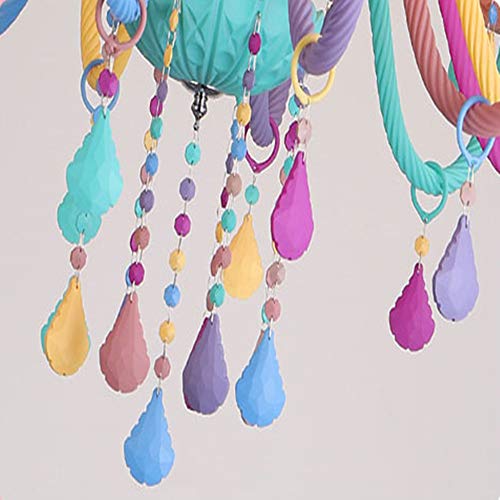 BAYCHEER Modern Art Crystal Colorful Kid's Chandeliers with Crystal,Creative Candle Pendant Lighting for Girl Bedroom,Ceiling Drop Hanging Light Decoration 6 Lights