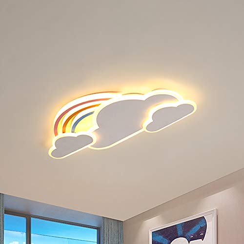 LITFAD White Rainbow Cloudy Ceiling Light Cartoon Metallic LED Flush-Mount Light Fixture Modern Creative Ceiling Lamp Pendant Lighting for Children's Room Kids Bedroom, White Light