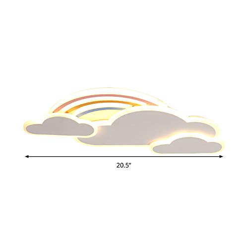 LITFAD White Rainbow Cloudy Ceiling Light Cartoon Metallic LED Flush-Mount Light Fixture Modern Creative Ceiling Lamp Pendant Lighting for Children's Room Kids Bedroom, White Light